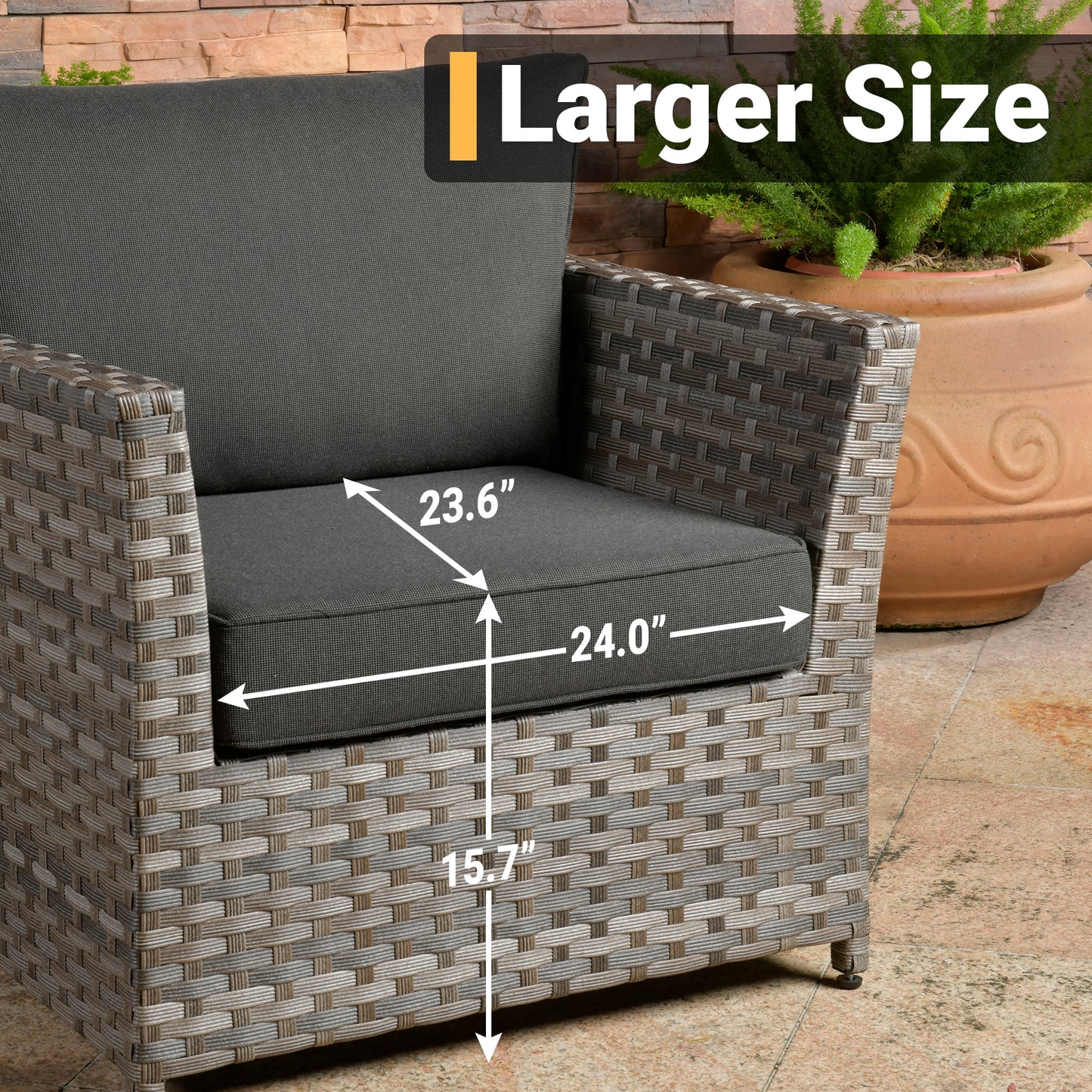 Allwex Outdoor Patio Furniture 4-Piece Garden Furniture Set Clearance Sale, Fully Handwoven Wicker Chairs Soft Touch Patio Sofa with Ottomans, All-Weather Outdoor Furniture Set(Black)