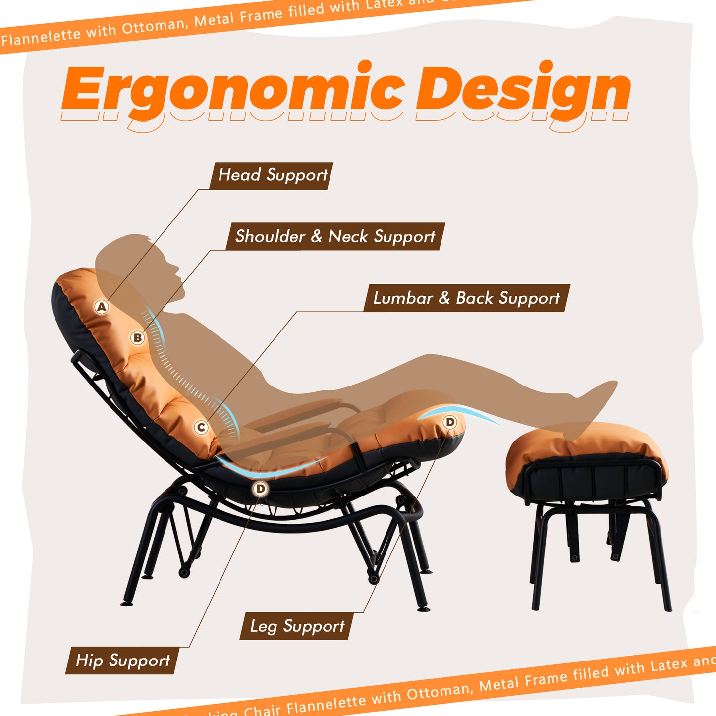 Allwex Living Room Recliner Chair with Ottoman,Mid Century Modern Rocking Chair,Chaise Lounge Chairs for Home Office Study,Armchair for Small Spaces