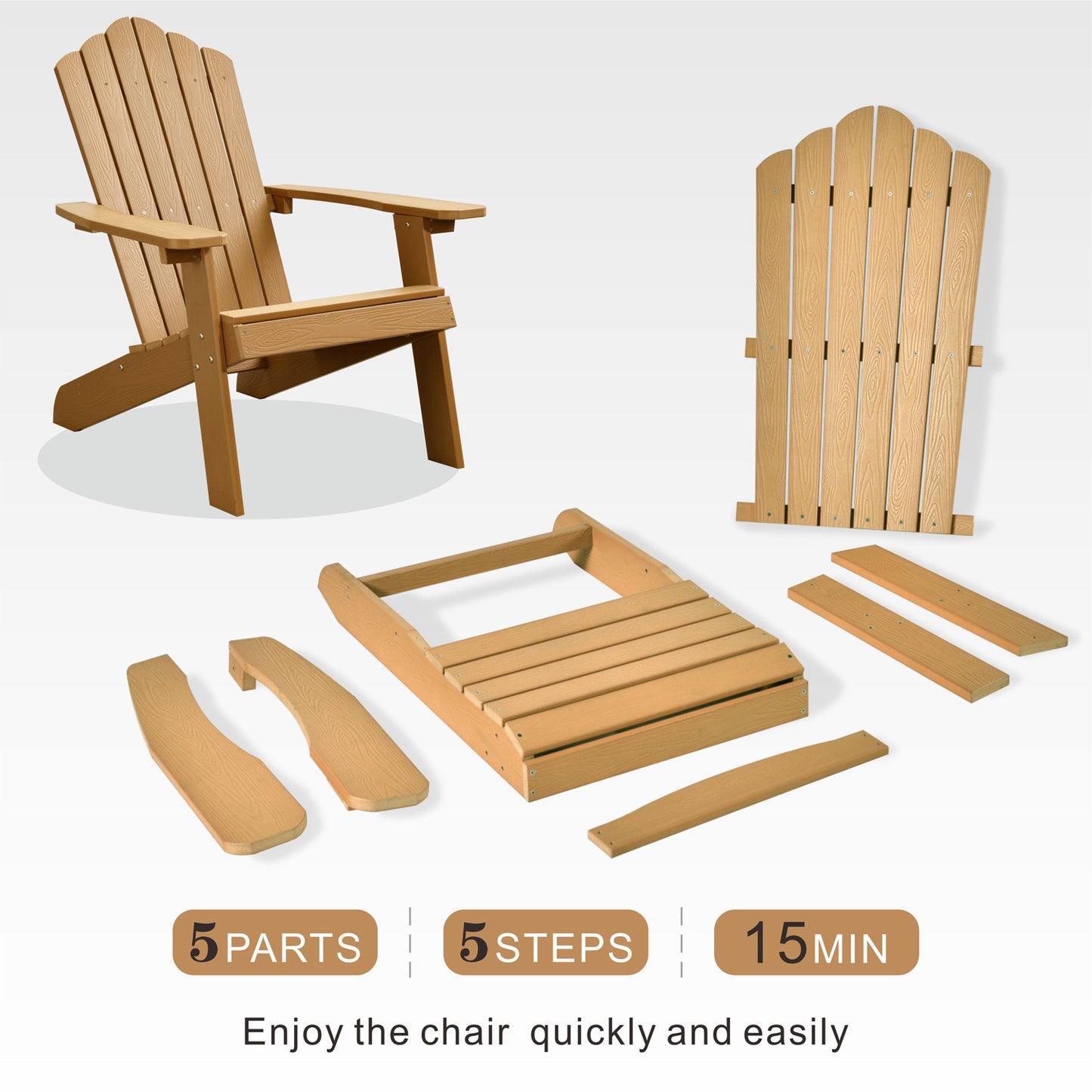 Allwex Adirondack Chairs of 2 Classic Weather Resistant Patio Chair Outdoor Adirondack Chair for Deck Garden and Backyard